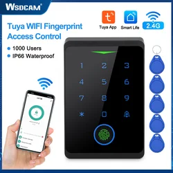 Wsdcam-cerradura de puerta con WiFi, dispositivo de cierre Digital biométrico con teclado, Control de acceso sin llave, resistente al agua IP66, con huella dactilar, para 1000 usuarios