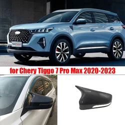 Car trim side mirror decorative shell carbon fiber pattern rearview mirror cover for Chery Tiggo 7 Pro Max 2020  2021 2022 2023