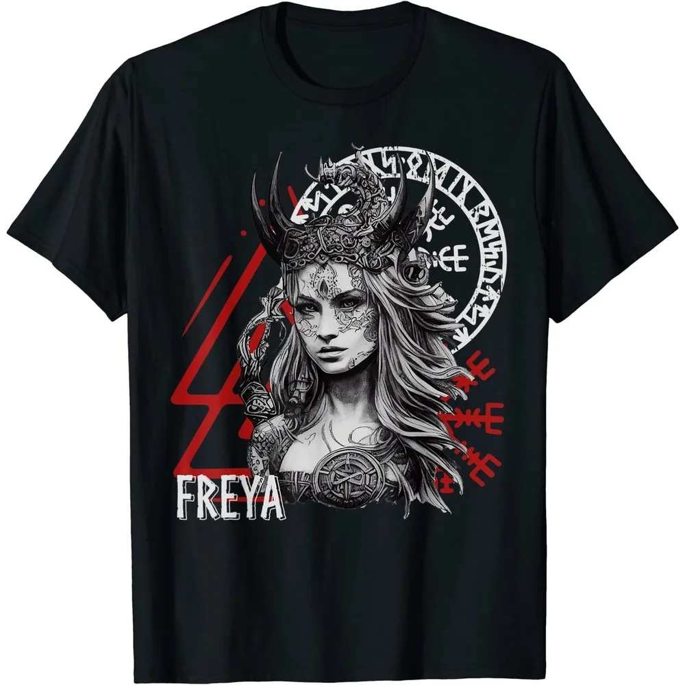 Viking Goddess Freya Warrior Design Great Gift Idea T-Shirt Retro Female Warrior Printed Tshirt Men Women Fashion Cotton Tee Top
