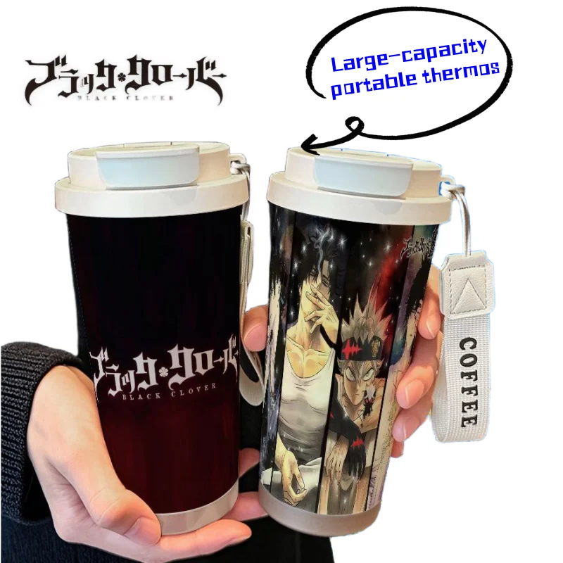 Black Clover Yuno Grinberryall Asta Noelle Silva Large Capacity Thermos High Color Creative Portable Car Double Drink Coffee Cup