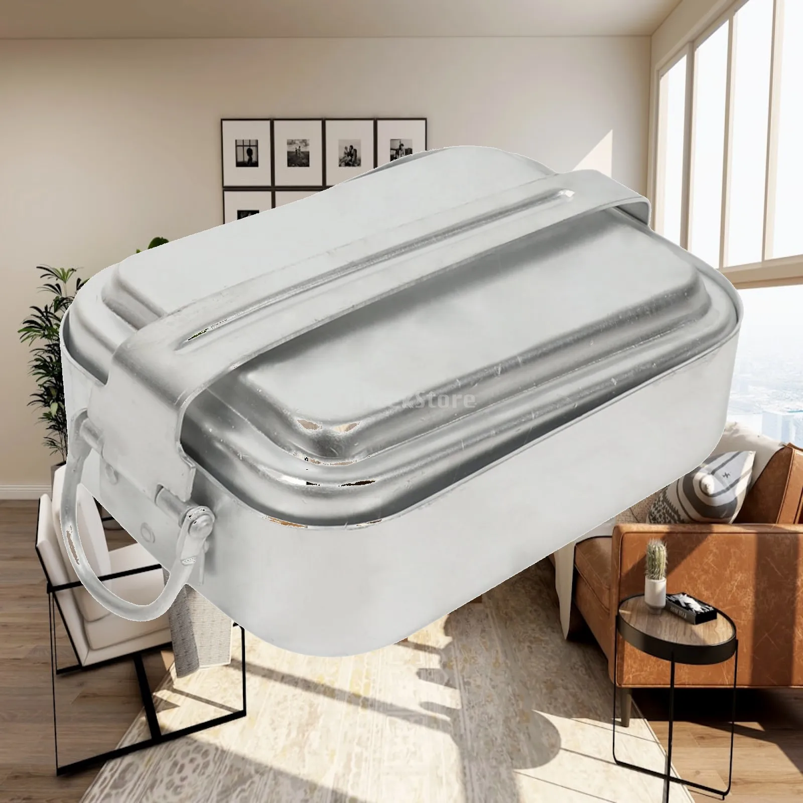 Camping Mess Tin Camping Cookware Rectangle Cooking Utensils Aluminum Mess Kit Lunch Box for Work School Fishing Hiking Office