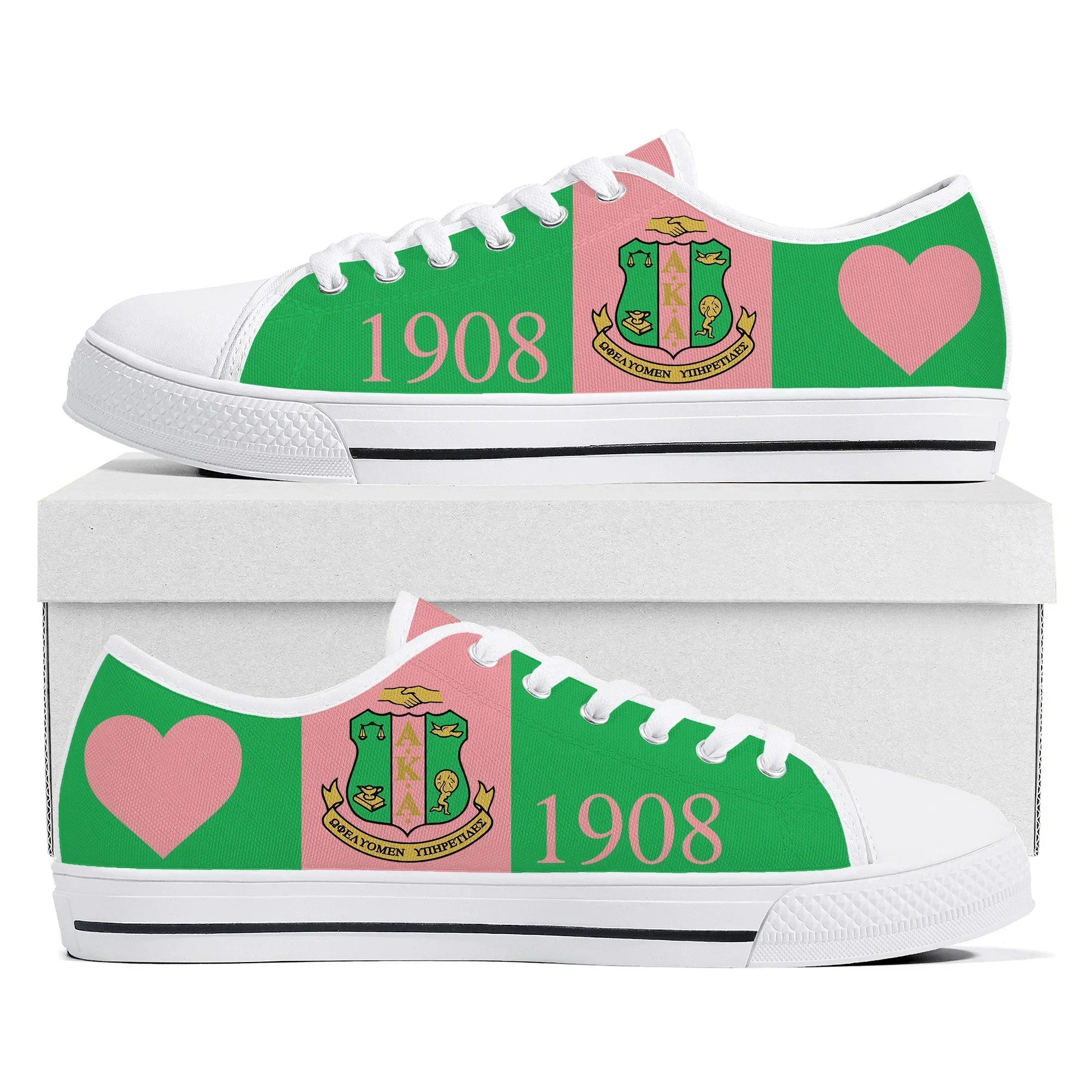 

A-Alpha Sorority A-AKA 1908 Low Top Sneakers K-Kappa A-Alpha Mens Womens Canvas Sneaker Custom Made Shoes DIY Shoe