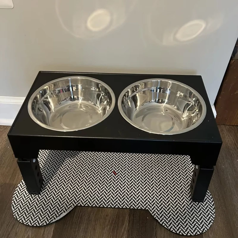 Elevated Dog Feeder Bowls Adjustable Raised Stand with Double Stainless Steel Food Water Bowls Small Medium Large Dogs view 6