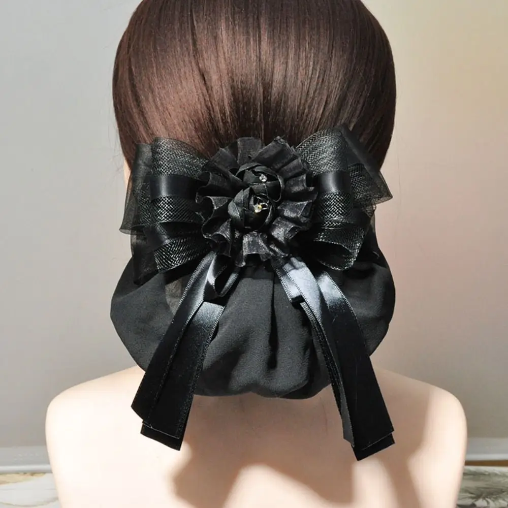 Hair Accessories Classic Bowknot Net Bun Women Girl Fashion Pearl Barrette Hair Clip Cover For Nurse Bank Catering