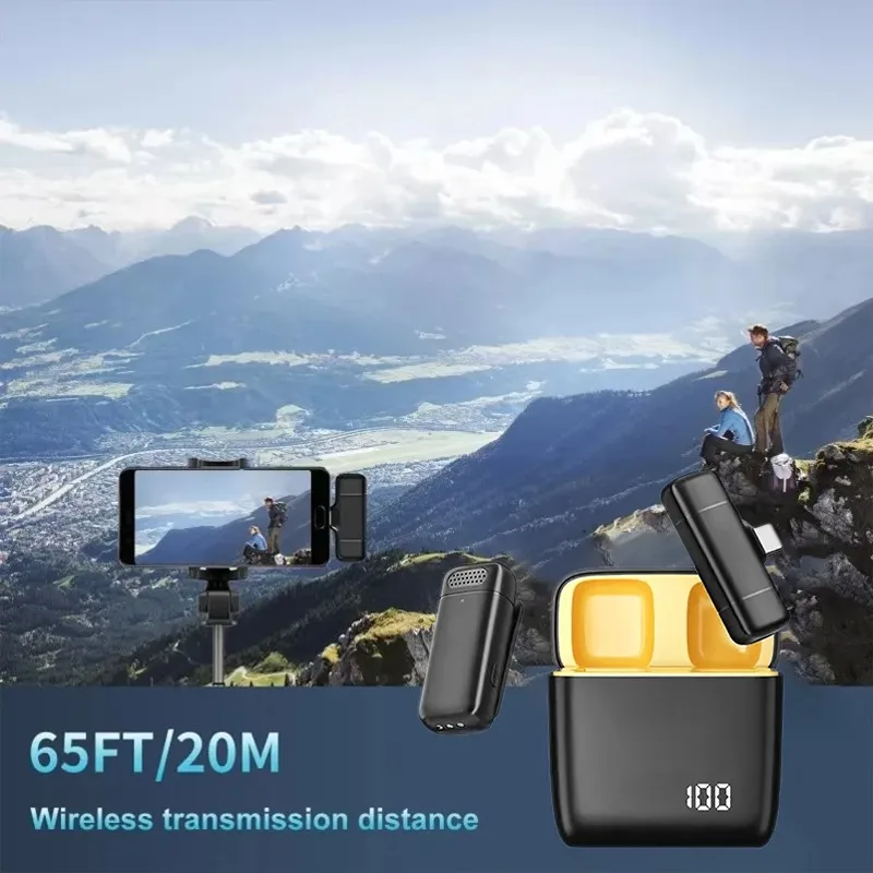 Microfono Lavalier Wireless con Vano di Ricarica Digitale e Cancellazione Intelligente del Rumore per Android e iPhone 15 16 17