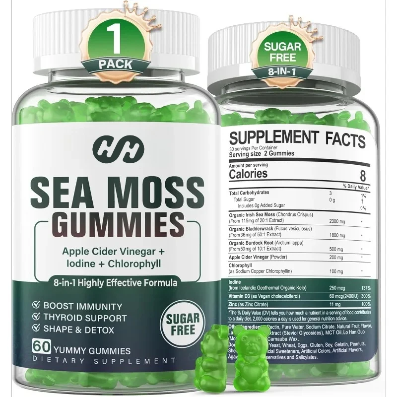 

Sea Moss Jelly Sugar Free, Irish Moss Gel Supplement Contains Iodine, Chlorophyll D3, Burdock Root, Bladder
