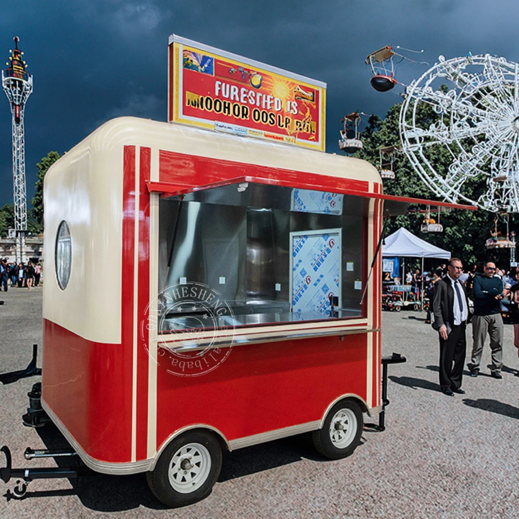 

Custom Fast Food Cart Trailer Trauck Mobile Street Hot Dog Food Truck Cart Vintage Food Truck Trailer with Fully Equipped