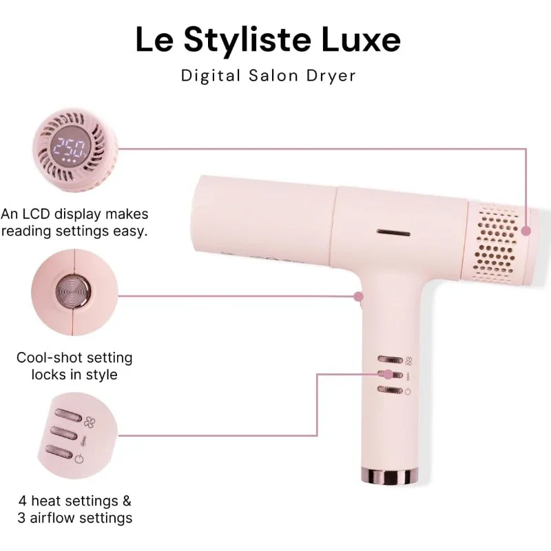 Digital Luxury Hair Dryer Quiet Brushless Blow Dryer with Diffuser Hairdryer with 4 Heat 2 Speed Settings Ion Technology Best