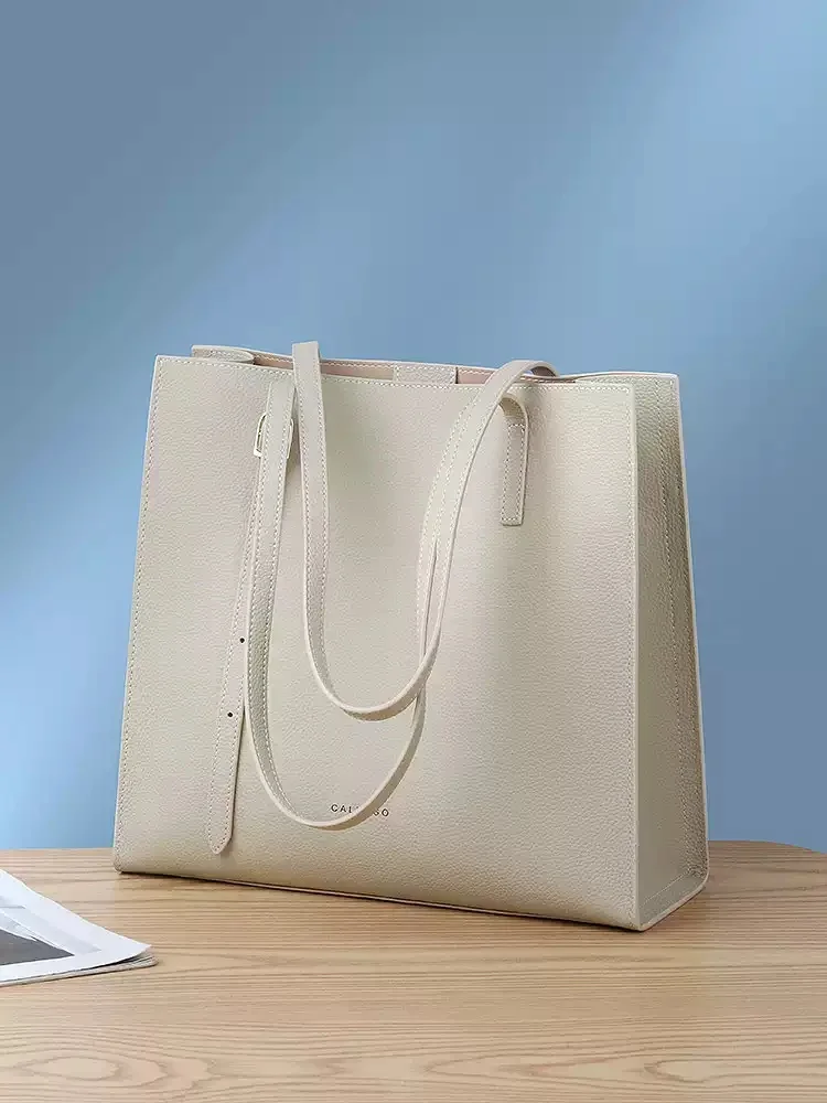 

High-end genuine leather women's bag, top-grain cowhide women's tote bag, large-capacity commuting single-shoulder bag