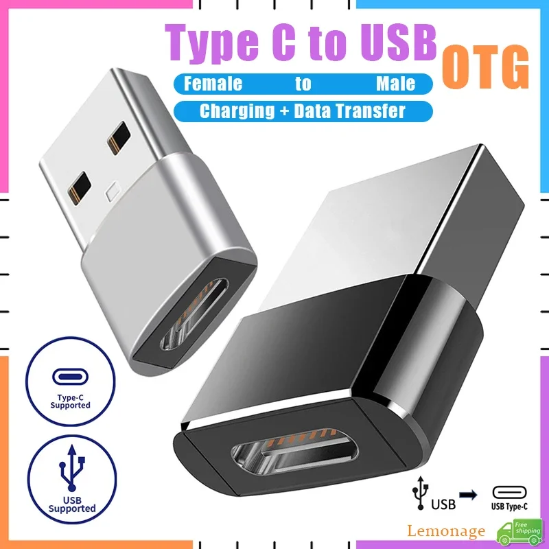 

Type C to USB 2.0 OTG Adapter Charging & Data transfer Mini Portable USB to Type C Female High Speed Converter