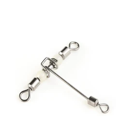 3pcs/lot Luminous Fishing Connector 3Way T-shape Cross-line Rolling Swivel With Pearl Beads Fishing Swivels Fishhook Accessories