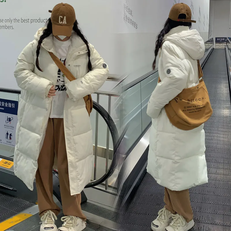 Winter Over-the-knee Puffer Jacket Women Windproof Long Parka Cotton Jacket Thick Warm Long Snow Clothes Loose Cotton Jacket