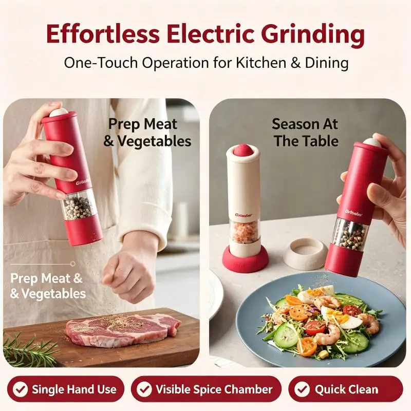Electric Salt and Pepper Grinder Set,Adjustable Coarseness shakers,One-Hand Operation for Kitchen Appliances for Kitchen