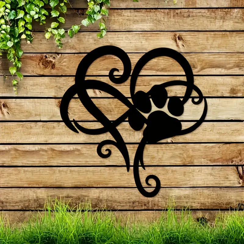 Paw Print Metal Wall Decor – Rustproof Indoor/Outdoor Art – Perfect Memorial for Pet Lovers – Great Gift for Dog & Cat Moms