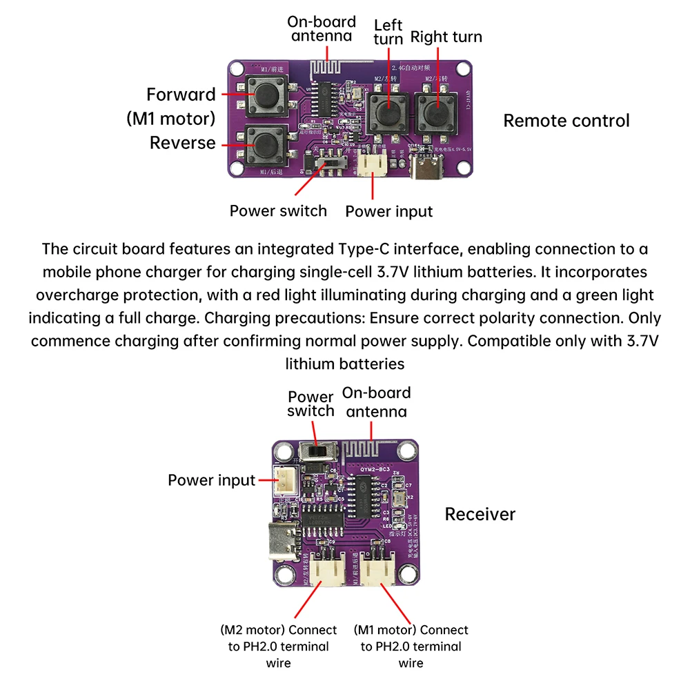 

2.4G 4CH 4 Channel RC Toy Car Remote Control Receiver Board Rechargeable For DIY Wireless Remote Control Vehicles Boat Robot