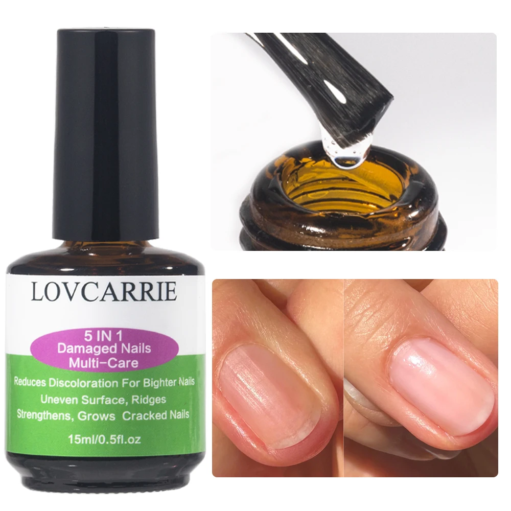 LOVCARRIE 5 IN 1 Nail Hardener Damaged Nails Multi-Care Repair Nail Growth Strengthener Normal Varnish Polish Manicure Fast Dry