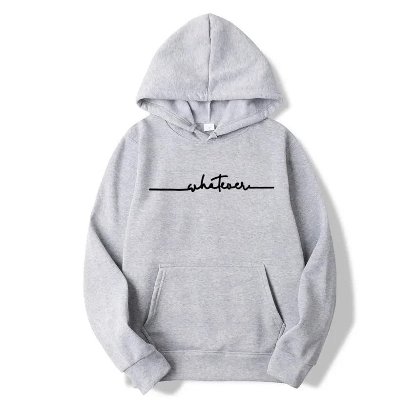 

Men's autumn and winter casual fashion loose plus size simple letter printed fleece pullover long sleeved hooded sweatshirt