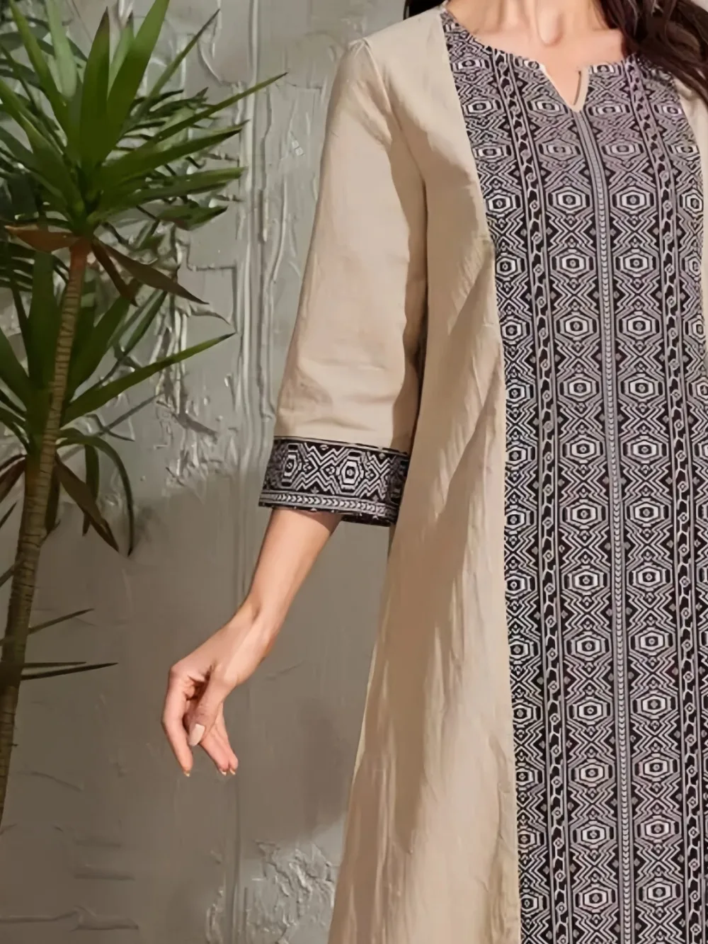 Spring Summer Women Kaftan Dresses Middle Sleeve Printed Women Muslim Dresses