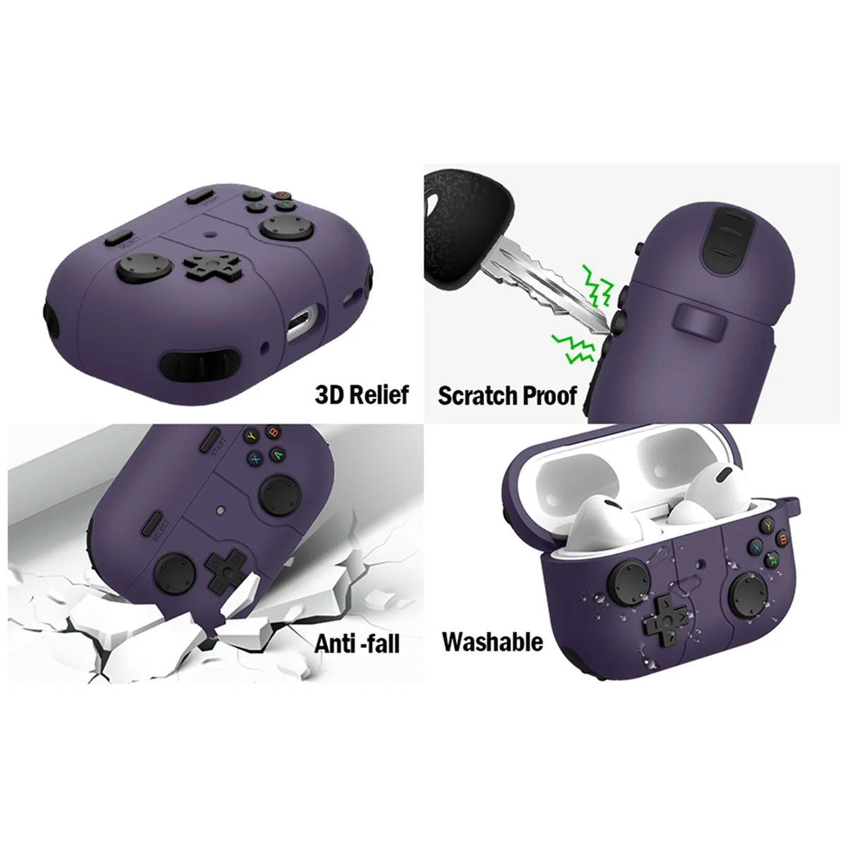 A57G-Suitable for Airpods Pro2 Protective Case Apple Bluetooth Headset Case Silicone Airpods Protective Case Gray