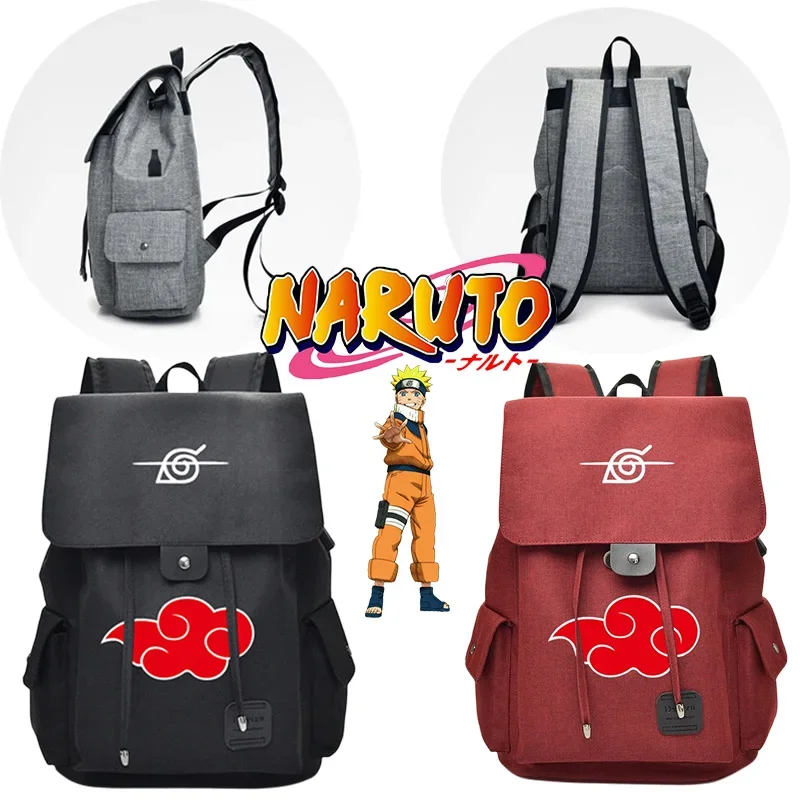 

Naruto Red Cloud Mens BackPack Large Capacity Outdoor Leisure Fashion Travel Canvas Female Student Computer Bag Schoolbag Gift