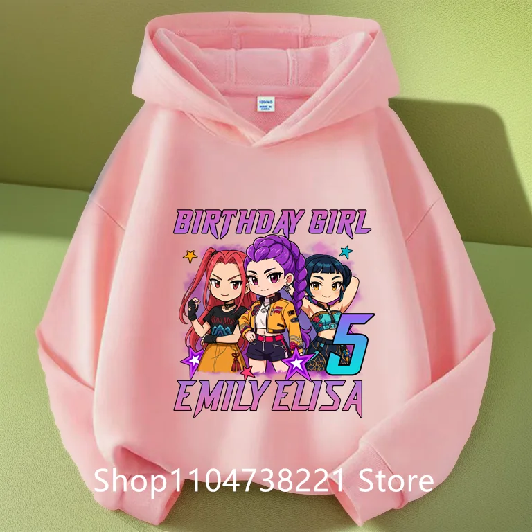 

KPop Demon Hunter Rumi Cartoon Girls Boy Hooded Sweatshirt Warm Children's Korean Wave Fashion Casual Tops Casual Girls Clothing