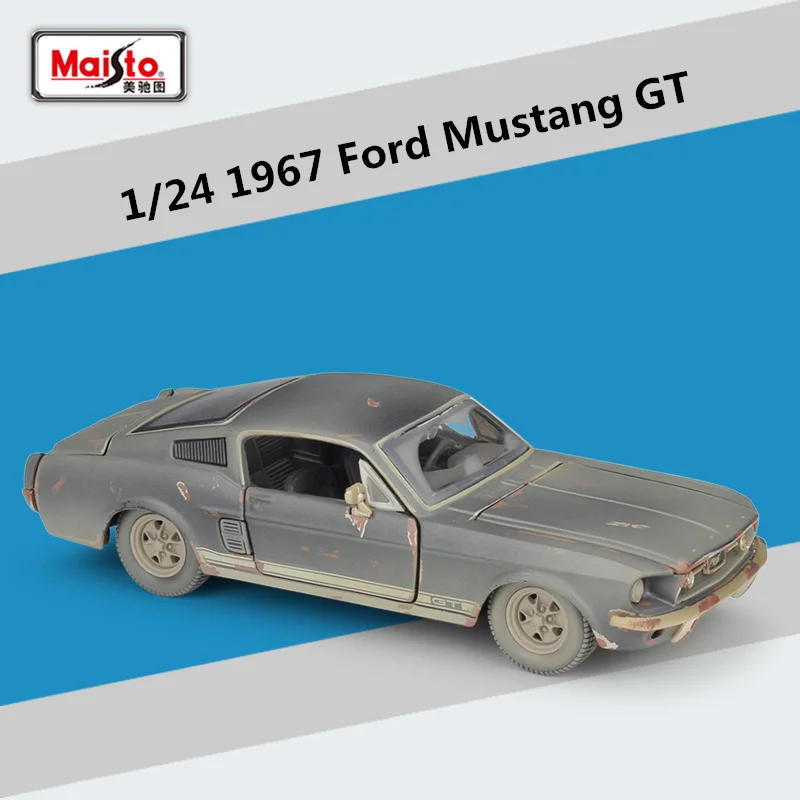 Maisto 1:24 1967 Ford Mustang GT Make Old Rust Car Model Diecast Metal Sports Car Model Simulation Collection Childrens Toy Gift