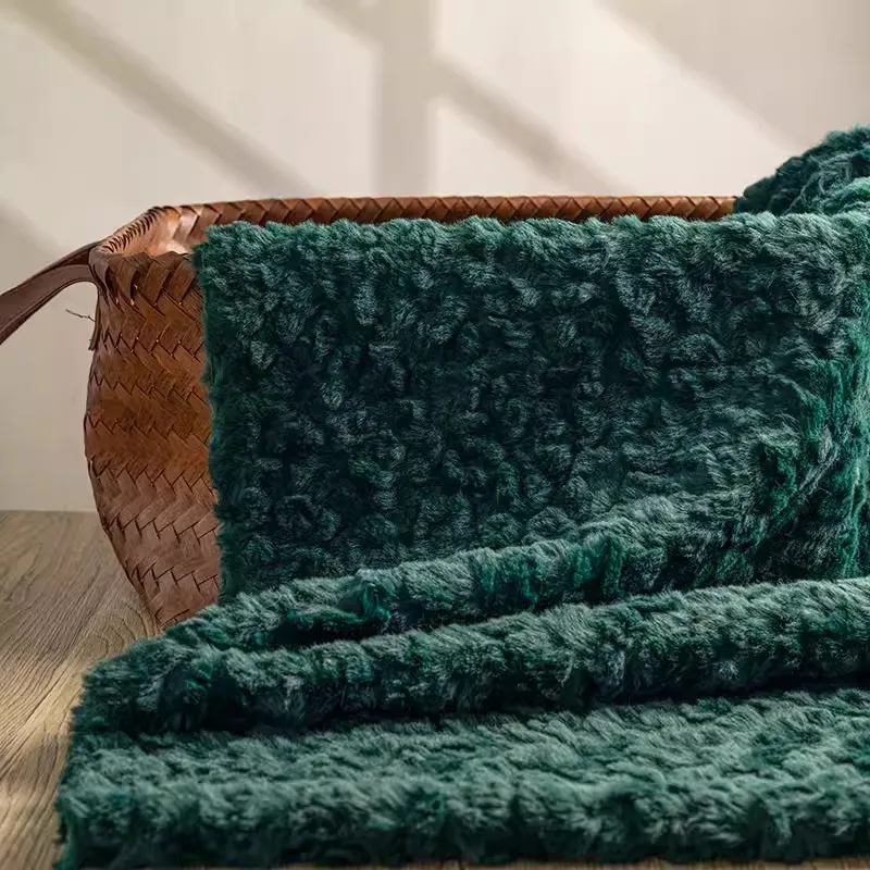 

1yard Dark green rabbit fur brush flower plush fur Fabrics For Toy Doll Coat Vest Stage DIY Newborn Photographic fabric