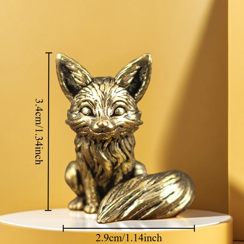 Fox Figure Home Decor Ornament Study Office Desk Tea Pet Handle Bronze Utensil Animal Little Fox Statue Home Decoration