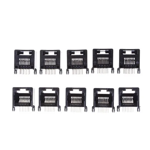 10Pcs Unshielded RJ11 RJ45 8P8C Network Modular PCB Connector Jacks Connectors