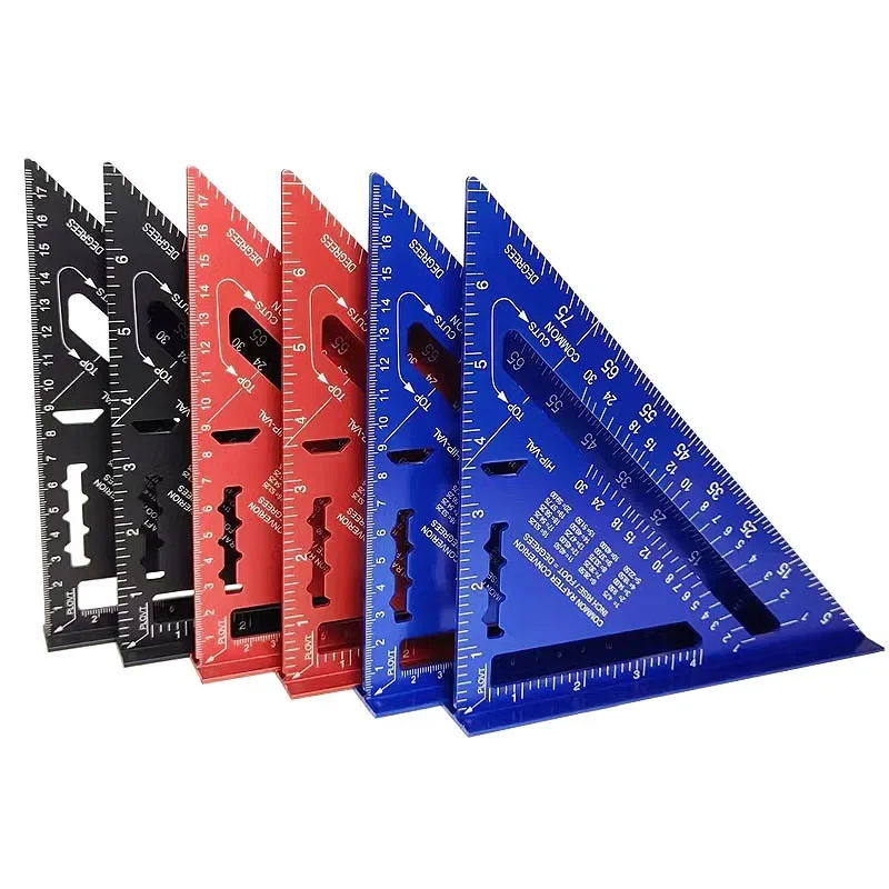 Nueva herramienta de medición de regla triangular de 7 pulgadas herramientas de carpintero de aleación de aluminio regla de ángulo métrico de pulgadas herramientas de carpintería cuadradas de velocidad
