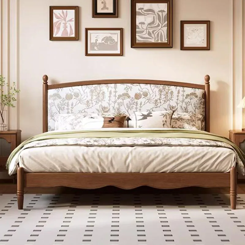 xx-European Nightstands 1.8m Bed Aesthetic Luxury Hotel Upholstery Bed Queen Size Lounge Sleeping Headboard Bedroom Furniture&