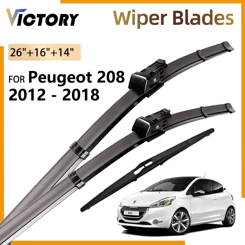 

Front Rear Wiper Blades for Peugeot 208 A9 2012-2018 2017 2016 2015 2014 2013 Accessories Windshield Windscreen Window Brushes