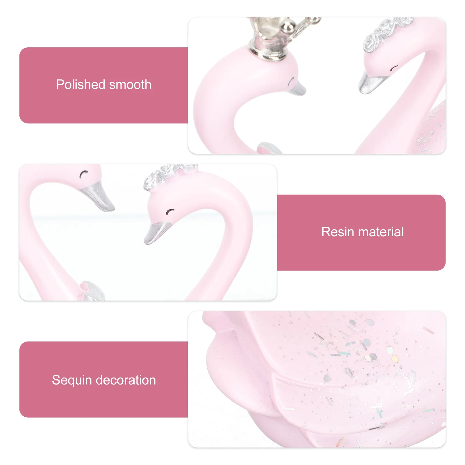 

1Pair Resin Swan Decorations Creative Car Ornament Home Cake Topper Photography Props Delicate Swan Cake Decorations