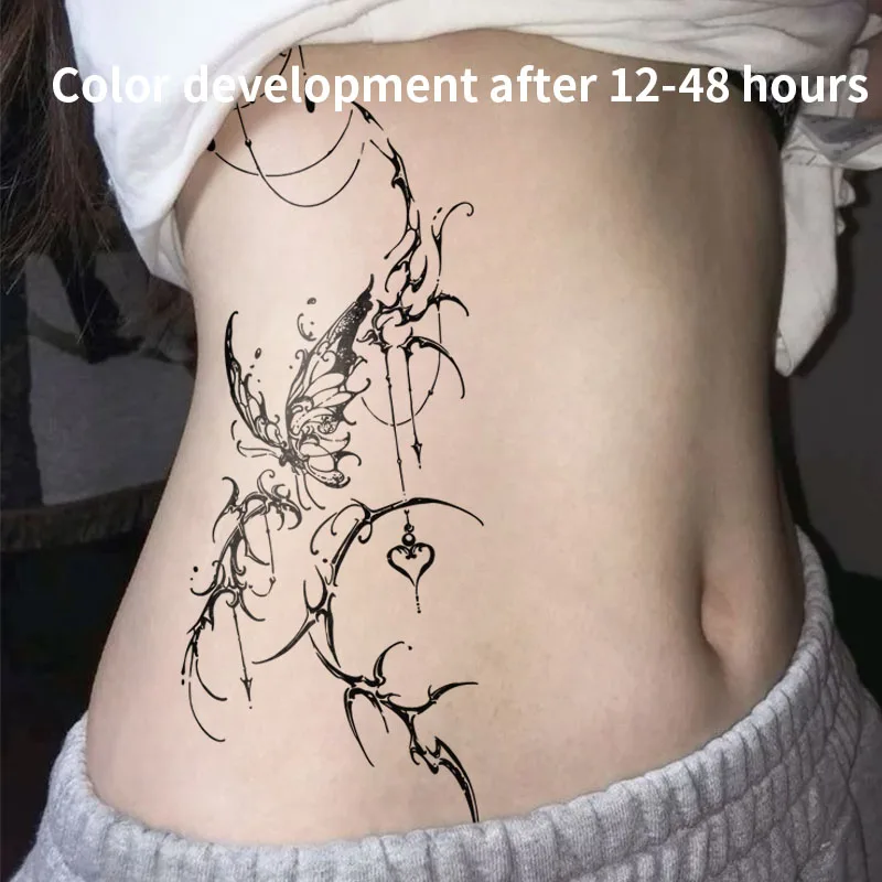 Temporary Tattoos Fake Tatto Waistline Butterfly Herbal Juice Tattoo Sticker Stickers on Face Must Tattoo Woman Wholesale Gift