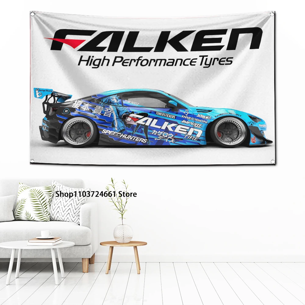 60x90cm Falkens Tire Flag Polyester Digital Printing Banner for Garage Wall Art Out Door Decoration