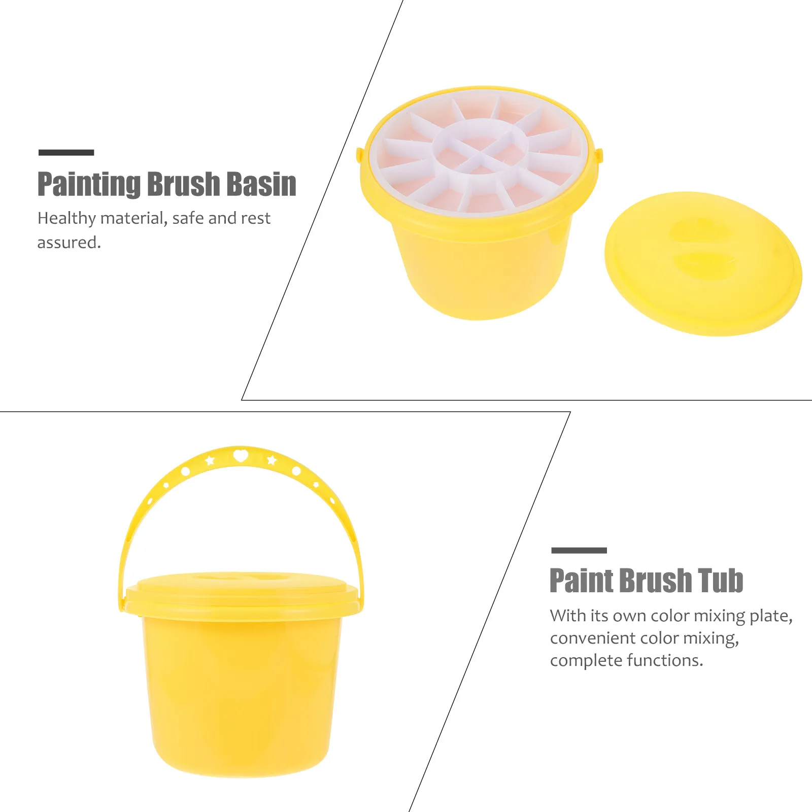 Plastic Brush Washing Bucket with Color Mixing Plate & Drying Holder – Art Supply Organizer for Artists and Students