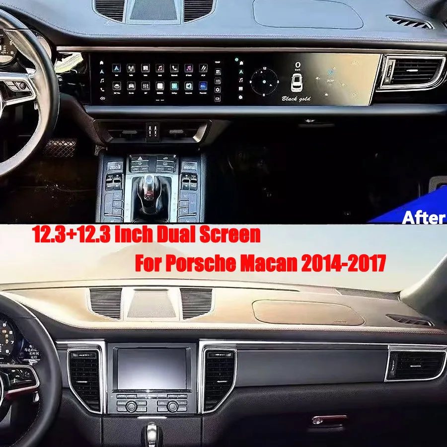 12.3+12.3 Inch Dual Screen Android Stereo Radio For Porsche Macan 2014-2017 Auto Carplay Multimedia Player GPS DSP Navigation