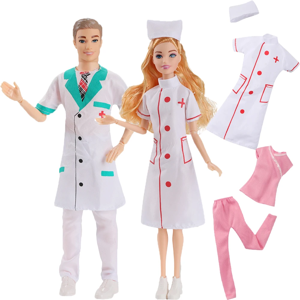 30cm Doll Clothes Women's Long-Sleeved White Coat High-end Doctor's Uniforms And Nurse's Uniforms For 1/6 Babi Dolls Dress Up