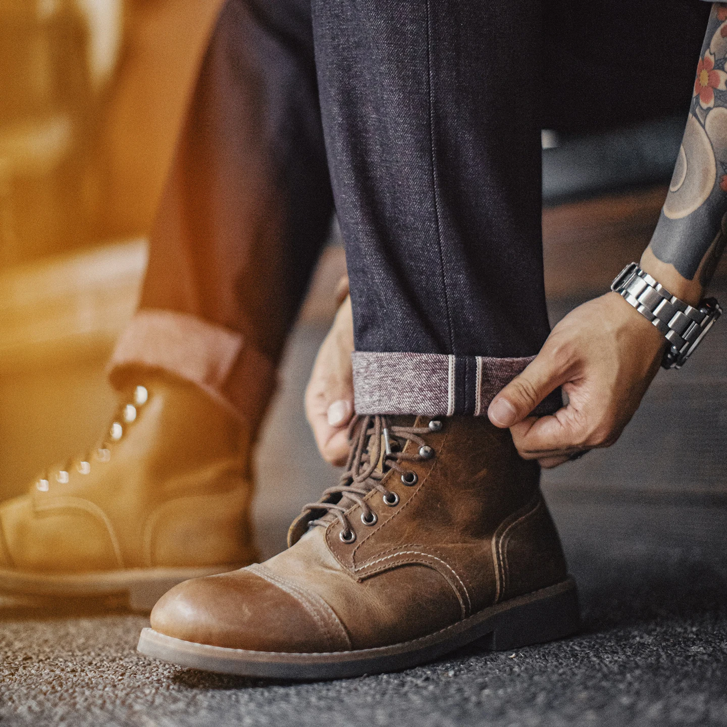 Męskie jeansy Maden Men's Vintage 10.9oz Selvedge Raw Denim Indigo o prostym kroju, zapinane na zamek, codzienne spodnie na jesień i zimę.