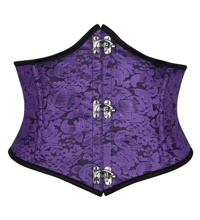 

Женский фиолетовый жаккардовый винтажный корсет под грудью для стимпанка на шнуровке для похудения талии тренер тела