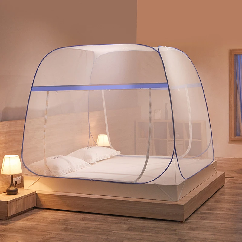 Household Large Space Double Bed Mosquito Nets New Anti Fall Bedroom Mosquito Netting No Need to Install Yurt Mosquito Nets