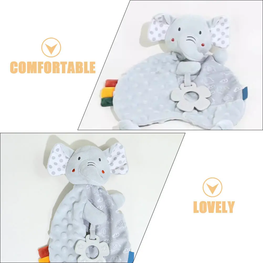 Gray Elephant Security Blanket for Newborns Baby Soothing Comforter Chewable Fabric for Sleep Travel Infant Calming Accessory