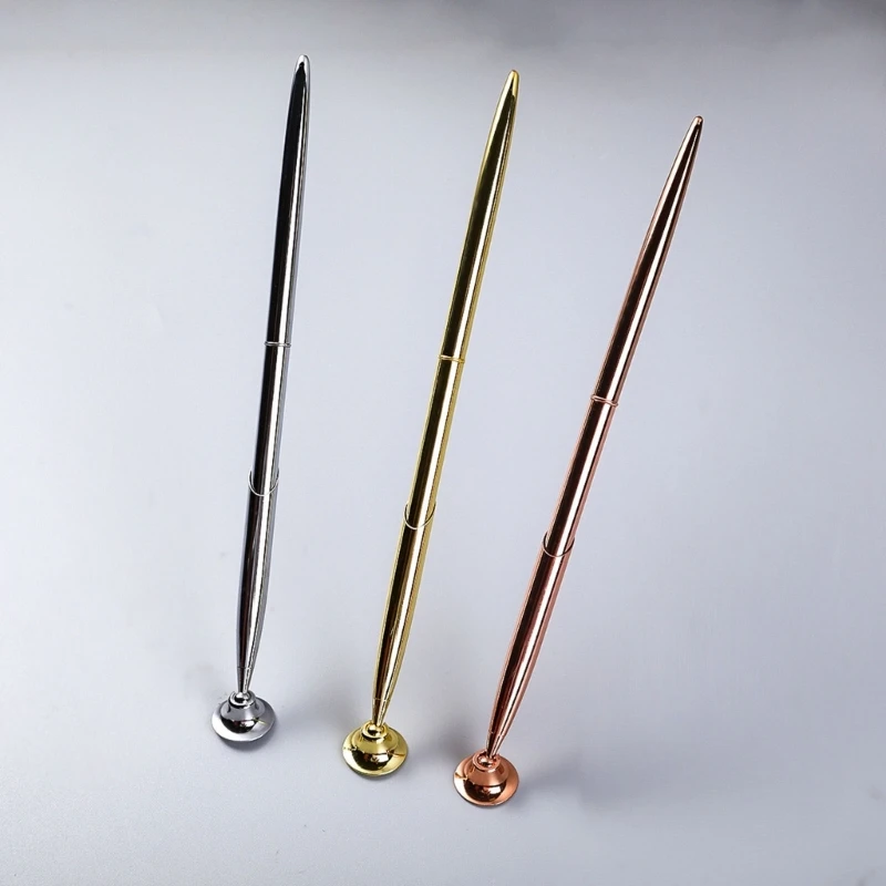 Ballpoint Pen, Retro Metal Ballpoint Pen Attached Base Stand Desk Office Counter Wedding Guest Sign Signature Pens Set