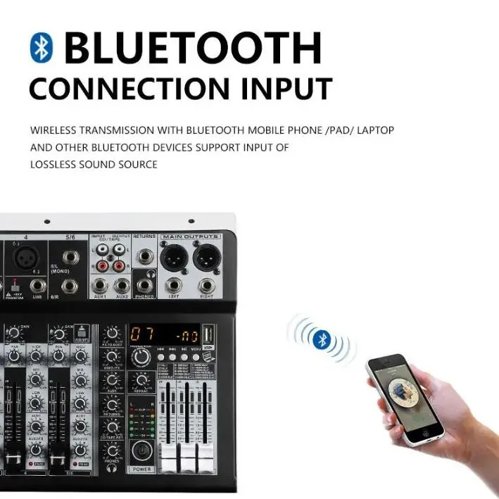 High Quality Mini 4 Channel Mixer Console 48v Powered Digital Bluetooth Pro Mixer KP4