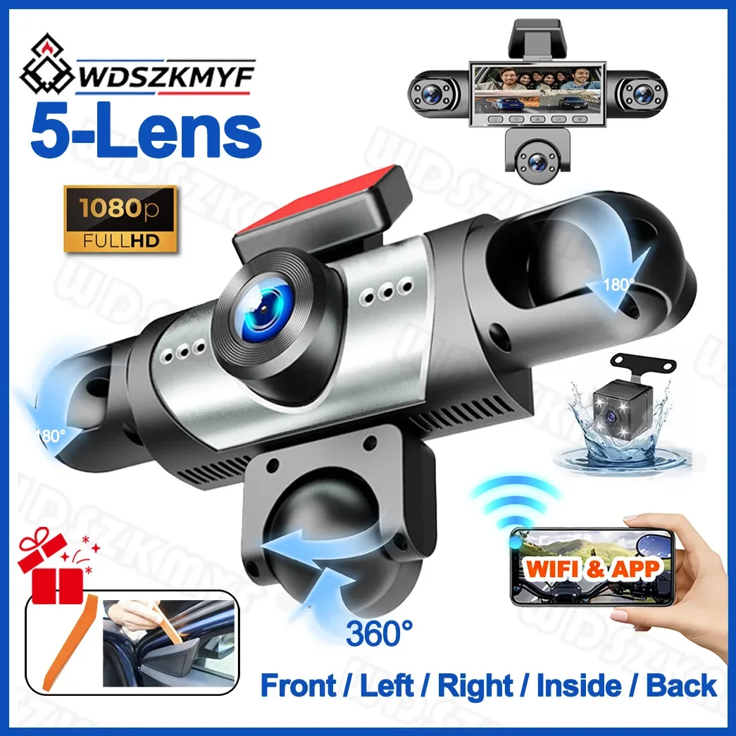 5CH 360 Degrees Car DVR 1080P Video Recorder WIFI Dash Cam Front right left inside Rear View camera 24h Parking Monitor For SUV