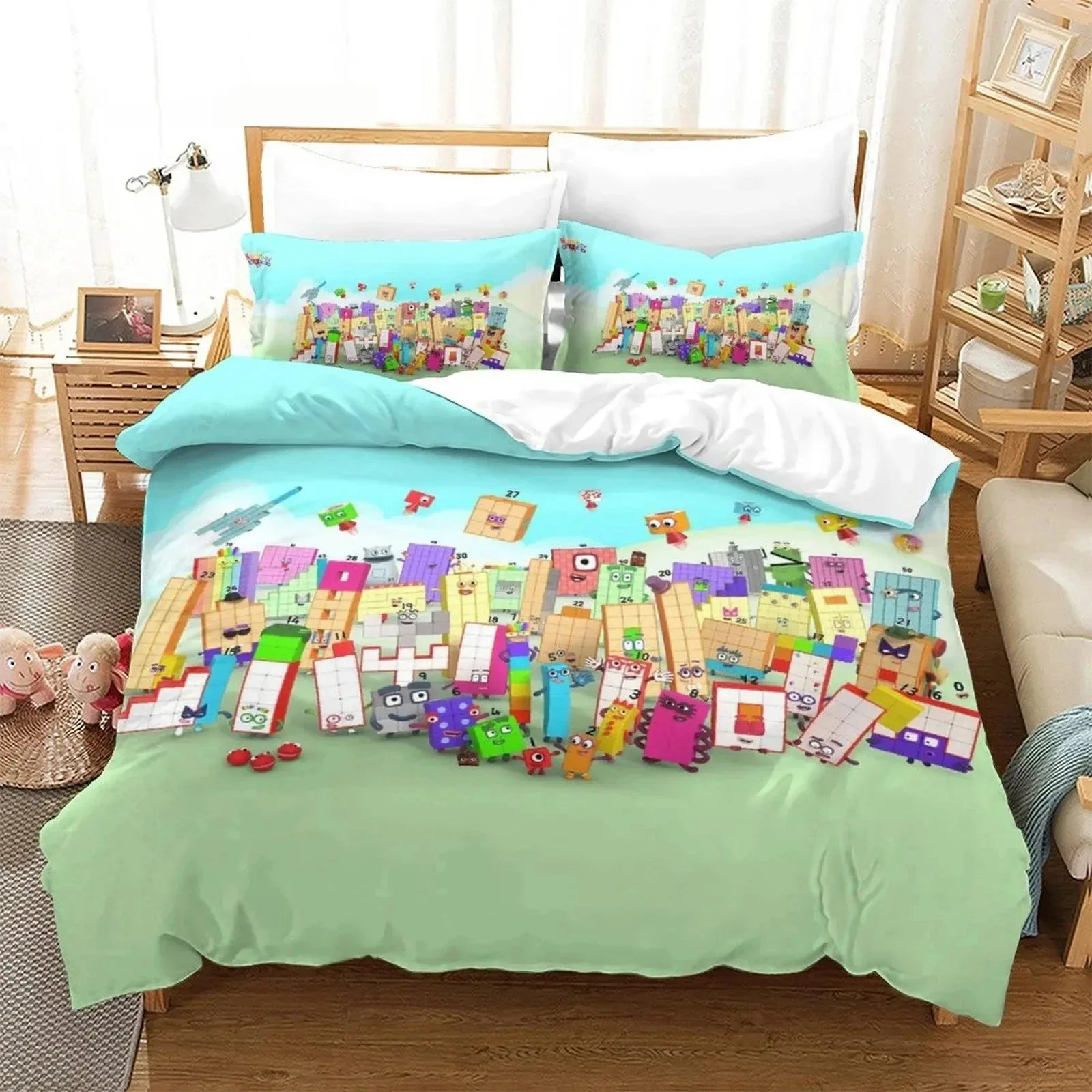 

Fashion 3D Print Cartoon Number-Blocks Bedding Set Double Twin King Duvet Cover Comforter Pillowcase Boys Girls Adults Bedroom