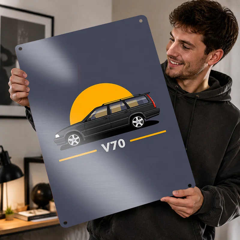 Sweden P1800 240 Wagon Sports Car Textured Posters Customized Aluminum Metal Sign Technical Blueprint Wall Art For Living Room