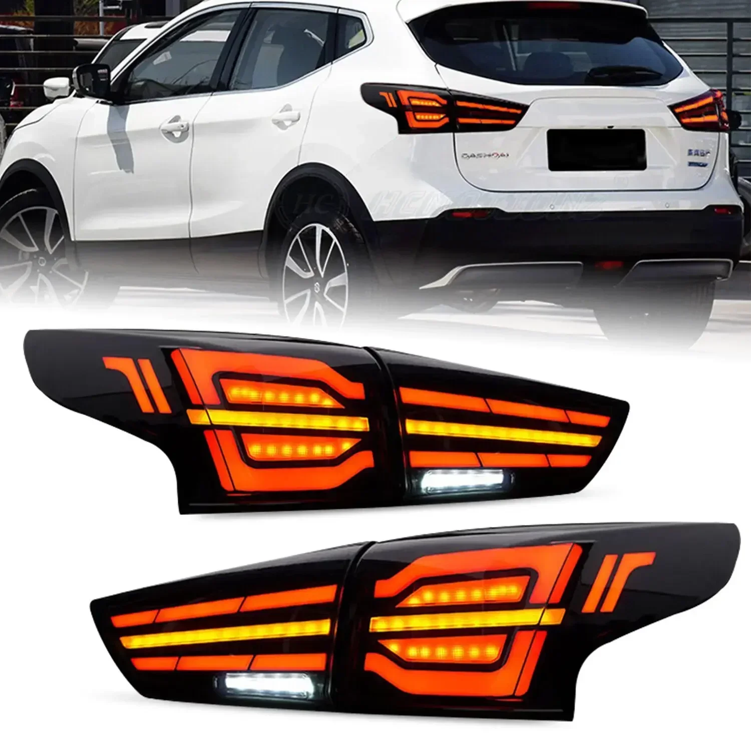 LED Taillights For Nissan Qashqai 2016-2022 DRL Animation Sequential Turn Signal LED Rear Lamp Assembly