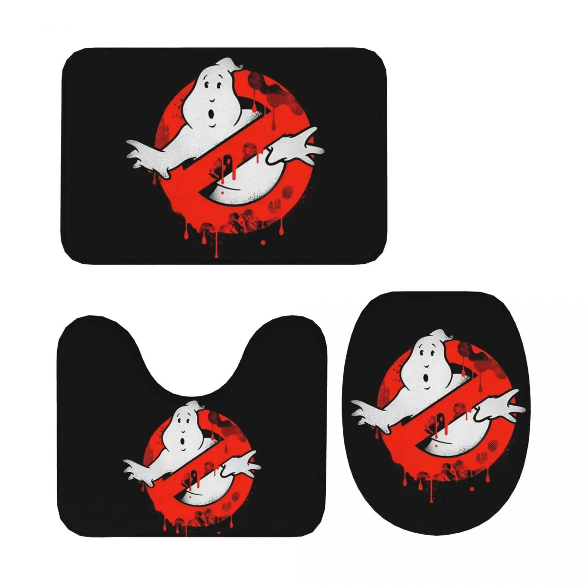 

Узор логотипа The GhostBusters, 3 шт., коврик для ванной, набор для ванной комнаты, крышка унитаза, домашний декор, нескользящий ковер, напольный коврик
