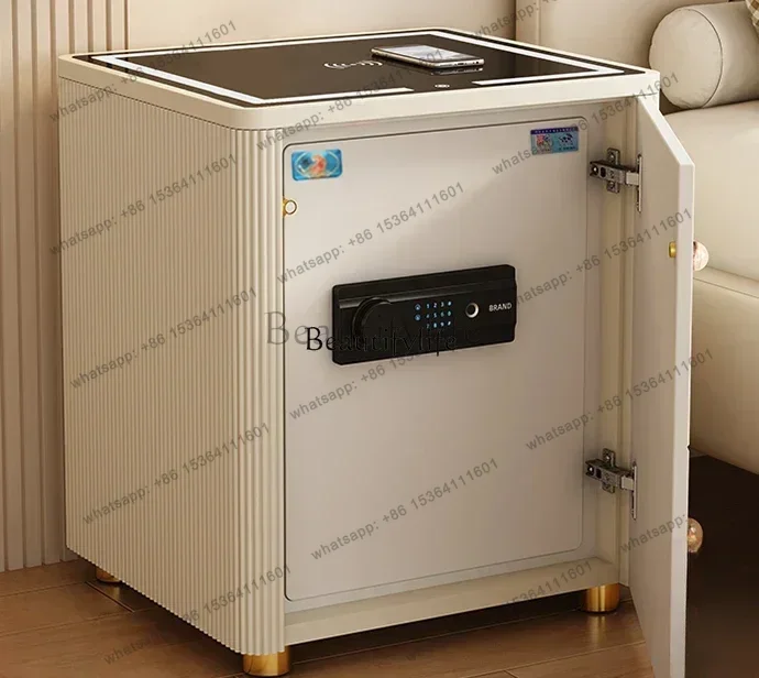 FG43Smart Fingerprint Password Suitcase Multi-Function Bedside Table with Wireless Charging